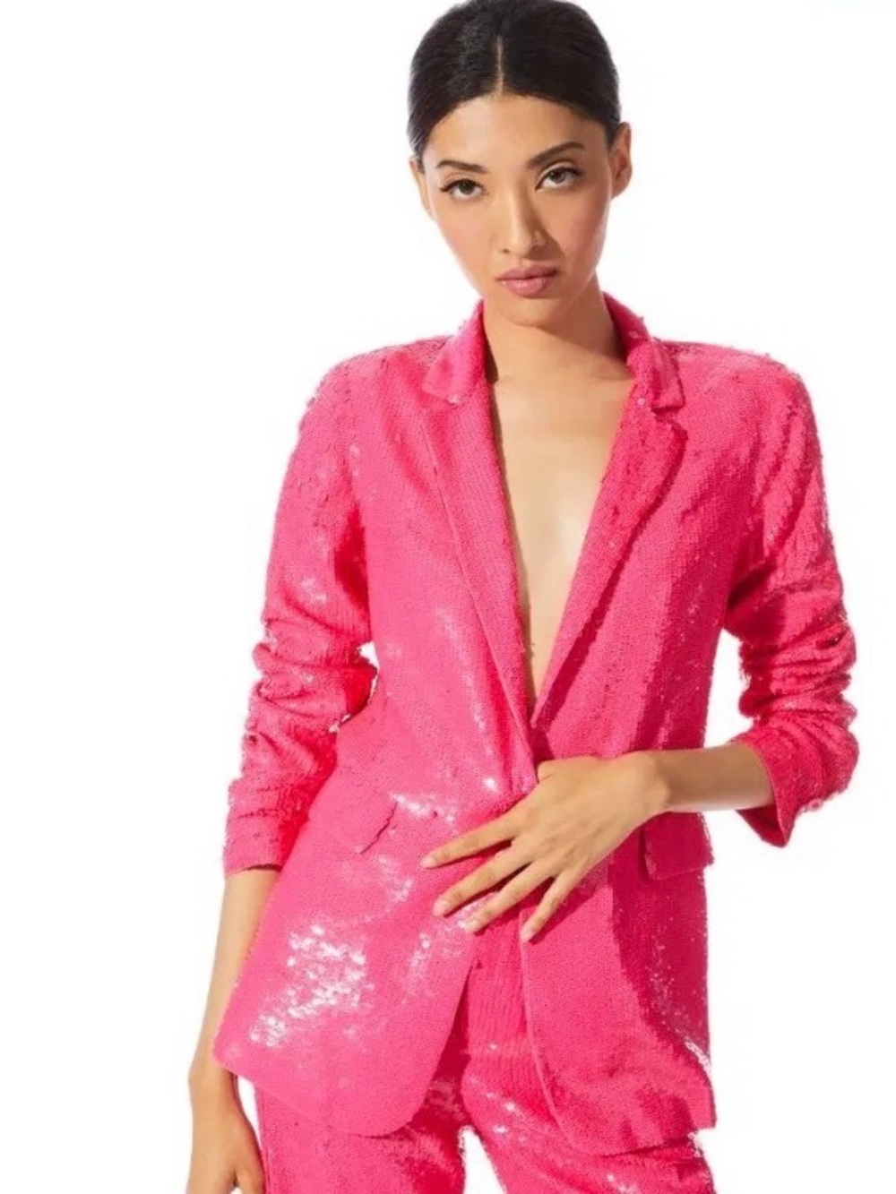 Alice + Olivia MACEY SEQUIN NOTCH COLLAR BLAZER / size 2